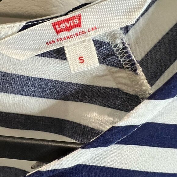 Levi’s blouse blue white stripes oversized size small - Picture 2 of 11
